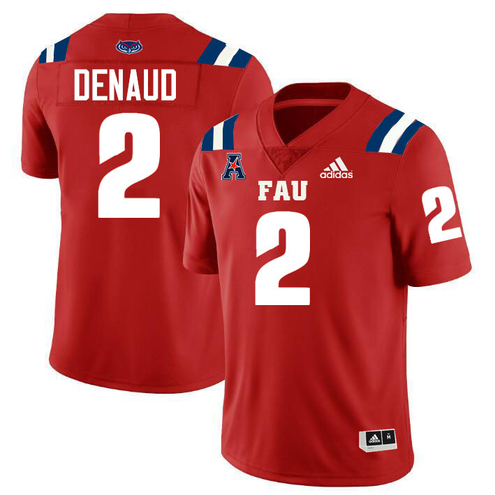 #2 Wilky Denaud FAU Jersey,Florida Atlantic Owls Football Jersey,Uniforms,Gears-Red